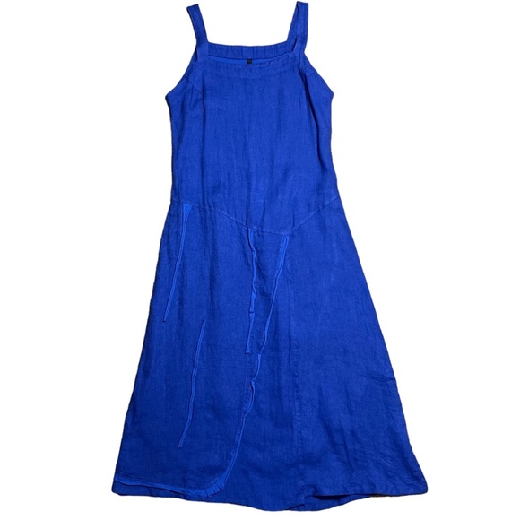 Inizio Linen Blue Dress Sz M - Picture 1 of 12